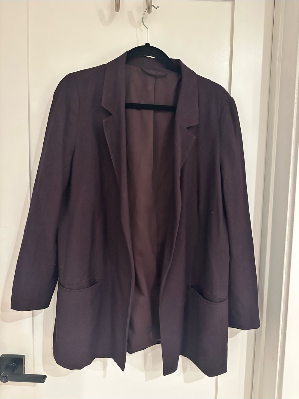 AllSaints Open-Front Blazer Jacket in Deep Plum